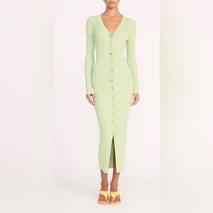 STAUD Light Green Midi Dress